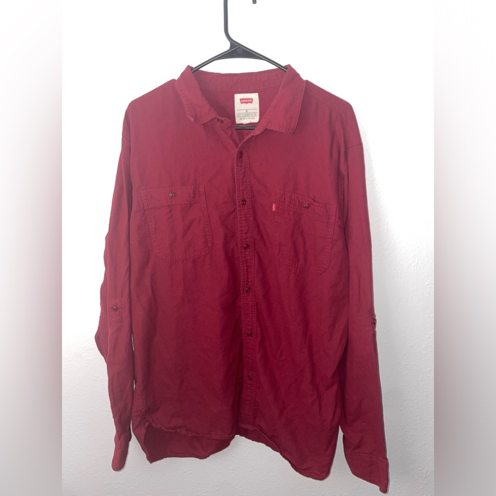 Levi’s Mens XL Red Long Sleeve Button Down Shirt "Modern" XL W/ Pockets